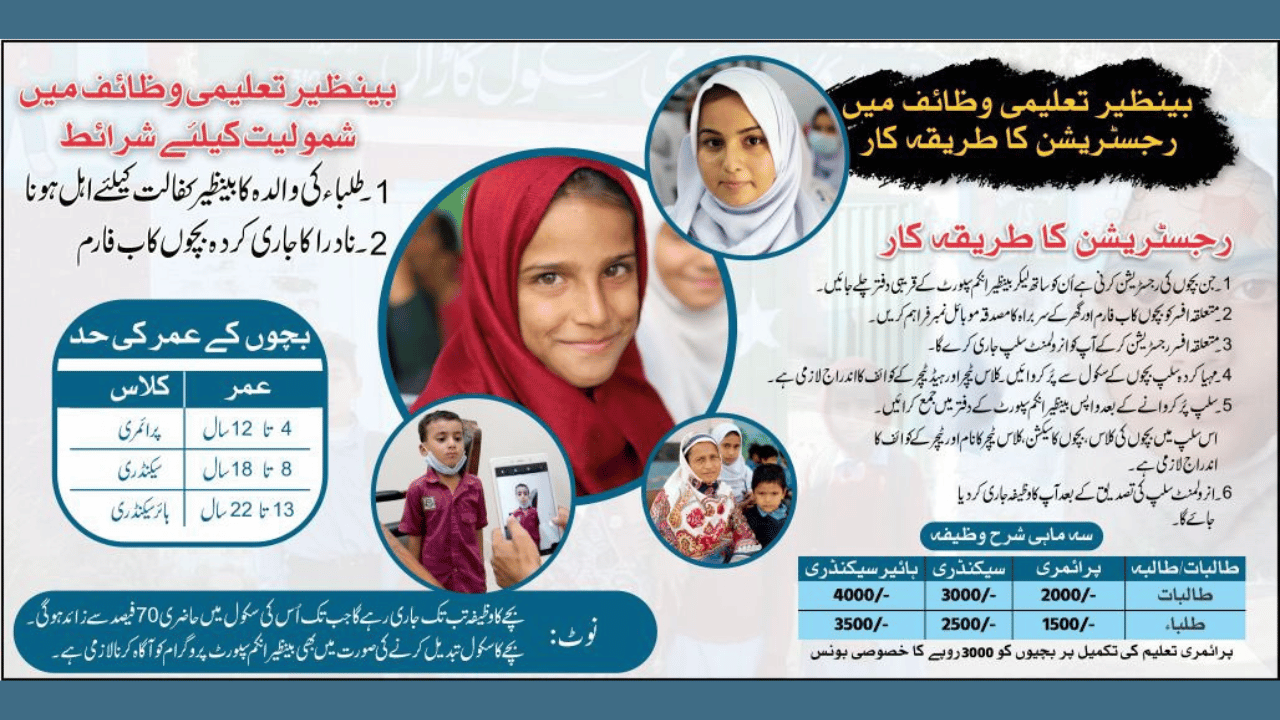 Procedure for 4500 Benazir Taleemi Wazifa January Registeration